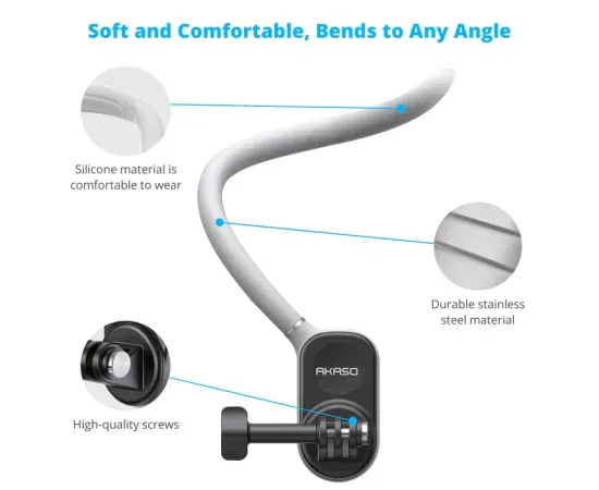 Suport magnetic de prindere pe gat camera video AKASO SYAC0097-BK - Imagine 3