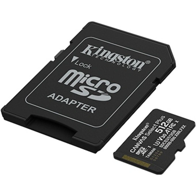 KINGSTON Card de memorie KINGSTON microSDXC Canvas Select Plus SDCS3/512GB, 512GB, Clasa 10 + Adaptor SD - IT-Fashion.ro