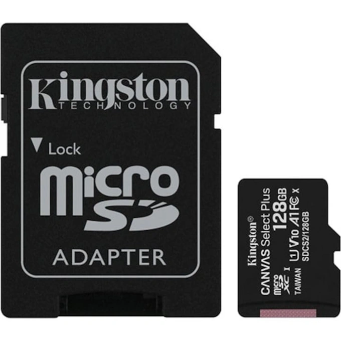 CARD MEMORIE KINGSTON MICROSD 128GB CANVAS SELECT PLUS SDCS2/128GB - Imagine 1
