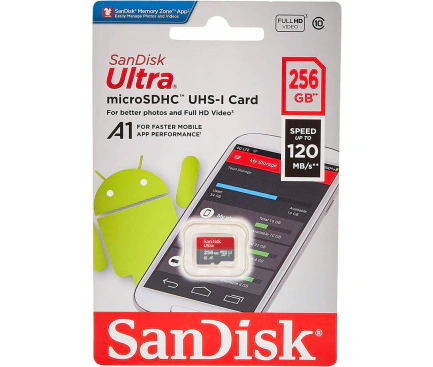 SANDISK Card Memorie microSDXC SanDisk Ultra SDSQUAC-256G-GN6MN Android A1, 256Gb, Clasa 10 / UHS-1 U1 - IT-Fashion.ro