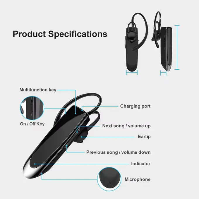 Casca Bluetooth TECHSUIT CB1, Bluetooth 5.0, Black - Imagine 5