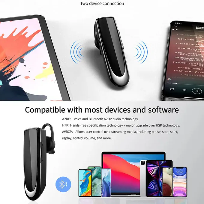 Casca Bluetooth TECHSUIT CB1, Bluetooth 5.0, Black - Imagine 7