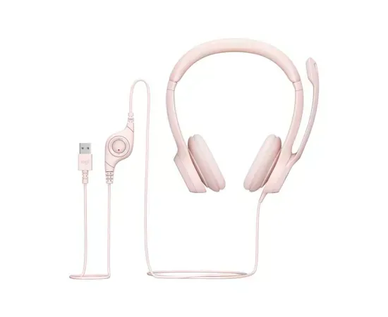 Casti cu fir LOGITECH H390 981-001281, USB, Rose - Imagine 6