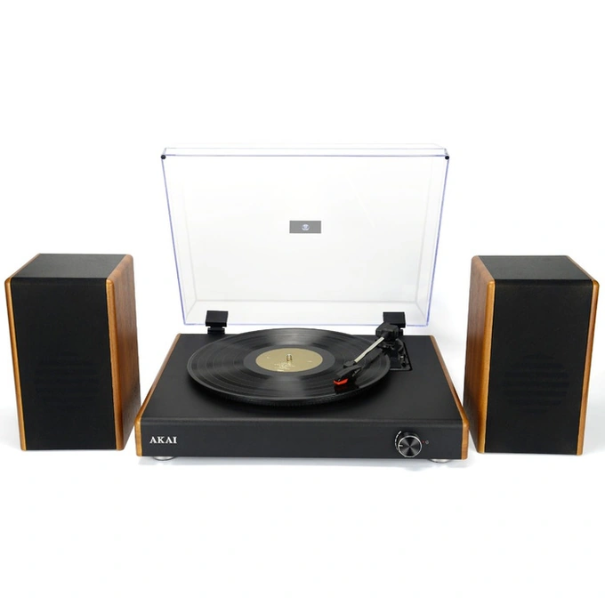 Pick-up Akai ATT-240SP, 20 W, Bluetooth, USB, 2 boxe externe, capac transparent cu balama, functie Auto-Stop, maro + negru - Imagine 2