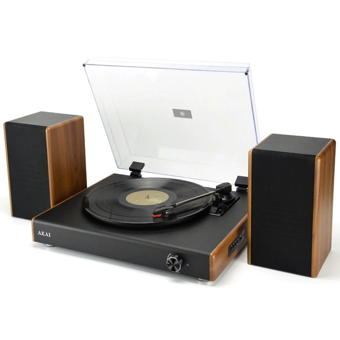 Pick-up Akai ATT-240SP, 20 W, Bluetooth, USB, 2 boxe externe, capac transparent cu balama, functie Auto-Stop, maro + negru - Imagine 3