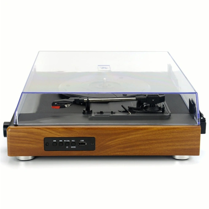 Pick-up Akai ATT-240SP, 20 W, Bluetooth, USB, 2 boxe externe, capac transparent cu balama, functie Auto-Stop, maro + negru - Imagine 5