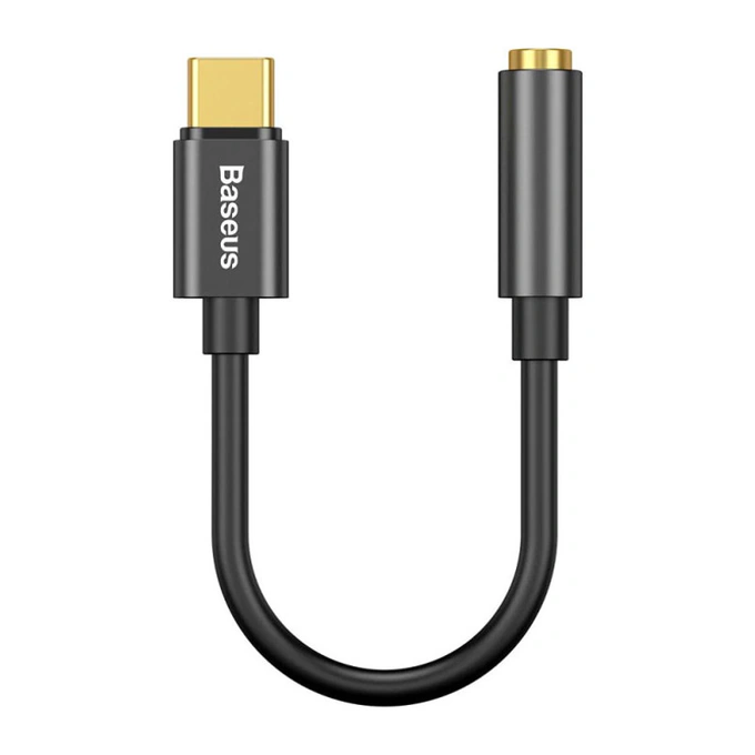 Adaptor audio BASEUS CATL54-01, USB-C Male la Jack 3.5 mm Female, Black - Imagine 1