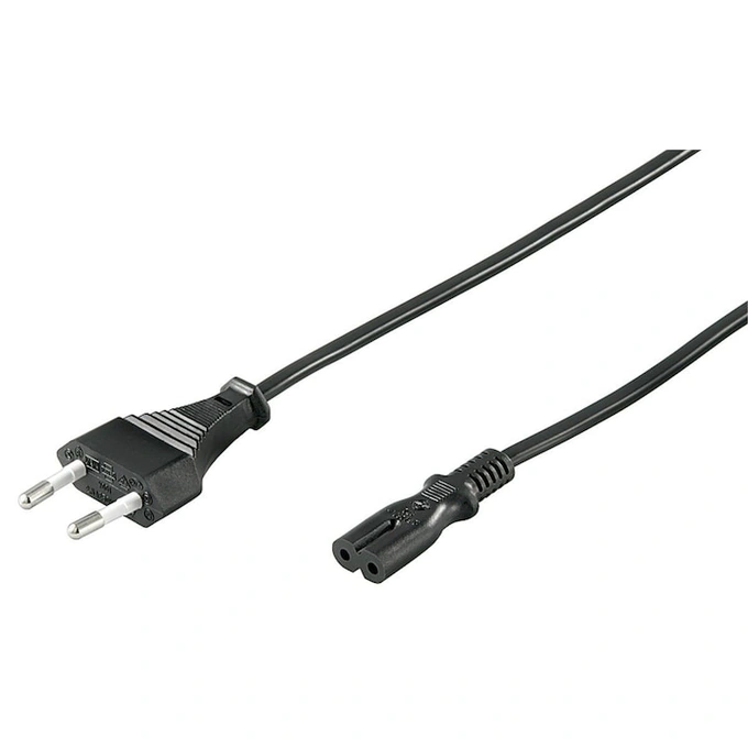 Cablu de alimentare GOOBAY CABLE-704-1.5-GBAY, Euro tata > 2 pini mama, 1.5m, Negru - Imagine 1