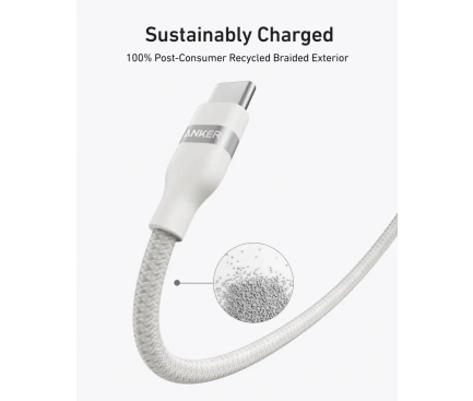 Anker Cablu de date si incarcare ANKER A82E2H21, USB-C - USB-C, 240W, 0.9m, Alb - IT-Fashion.ro