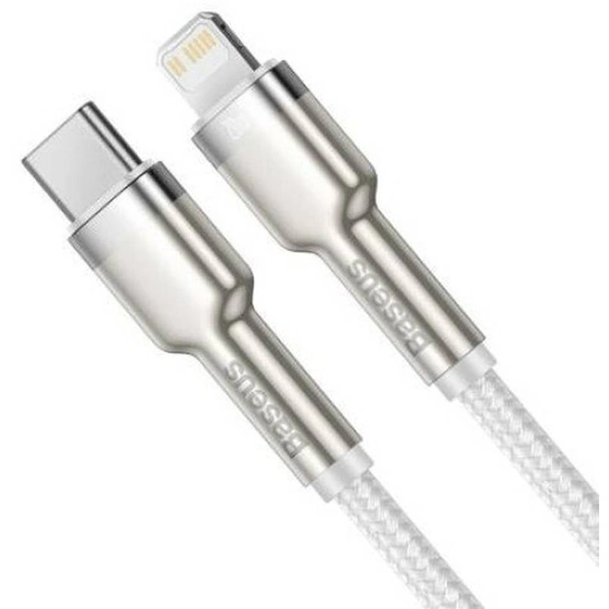 Baseus Cablu de date si incarcare BASEUS Cafule Metal CATLJK-A02, USB-C - Lightning, 20W, 1m, Alb - IT-Fashion.ro