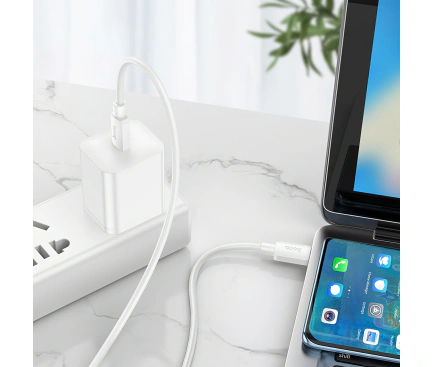 Cablu de date si incarcare HOCO X96, USB-C la USB-C, 1 m, 100 W, Alb - Imagine 3