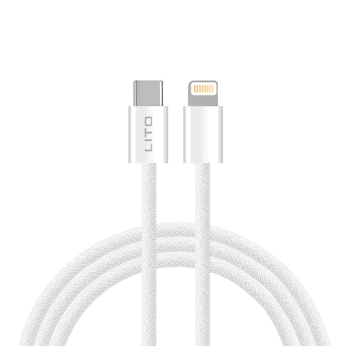 Cablu de date si incarcare LITO LD04CL, USB-C - Lightning, 1m, Alb - Imagine 1