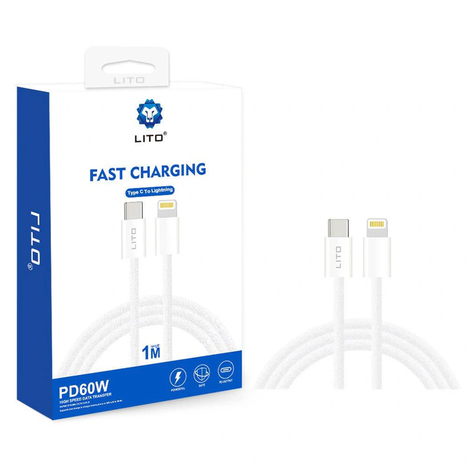 Cablu de date si incarcare LITO LD04CL, USB-C - Lightning, 1m, Alb - Imagine 5