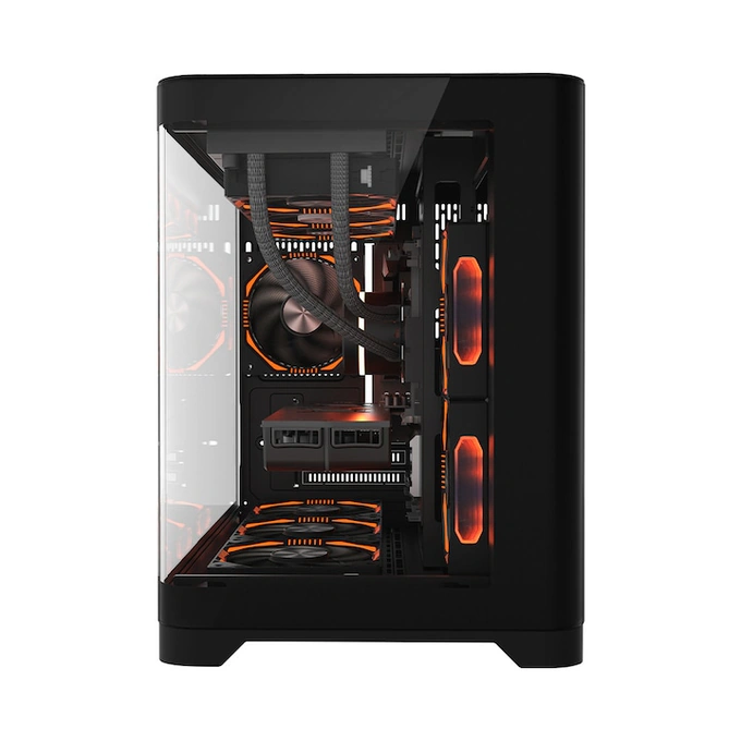 Carcasa 1stPLAYER® Gaming UV6 Black, Micro-ATX, 6 ventilatoare aRGB infinity efect plus PWM, telecomanda, negru - Imagine 3