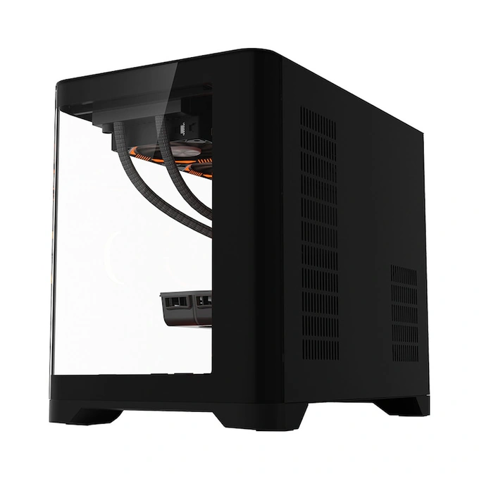 Carcasa 1stPLAYER® Gaming UV6 Black, Micro-ATX, 6 ventilatoare aRGB infinity efect plus PWM, telecomanda, negru - Imagine 4