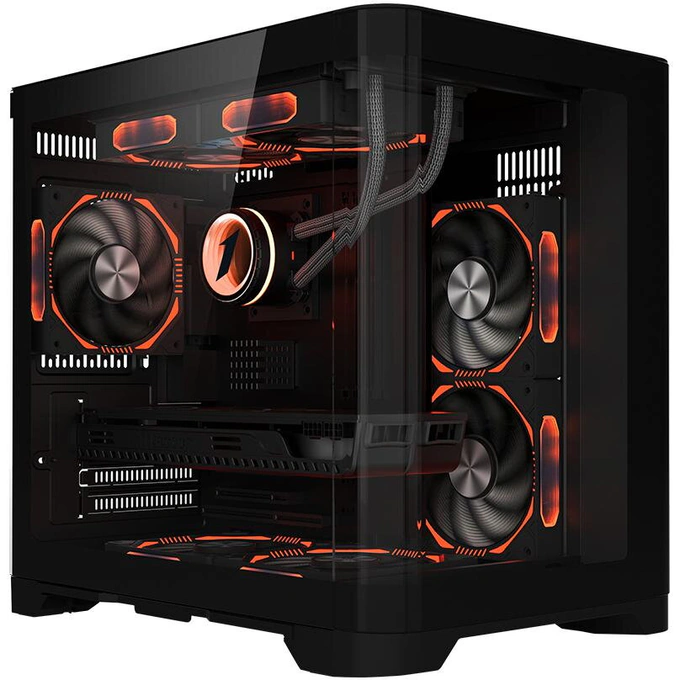 Carcasa 1stPlayer UV5 Black – Design Cube Tower ARGB pentru sisteme M-ATX și ITX - Imagine 1