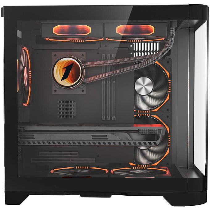 Carcasa 1stPlayer UV5 Black – Design Cube Tower ARGB pentru sisteme M-ATX și ITX - Imagine 3