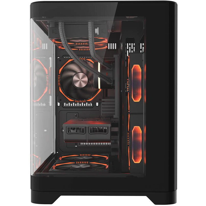 Carcasa 1stPlayer UV5 Black – Design Cube Tower ARGB pentru sisteme M-ATX și ITX - Imagine 4