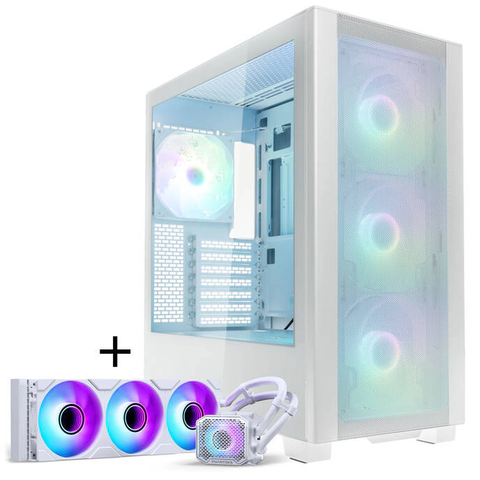 Carcasă + AiO Phanteks XT Pro Ultra + Glacier One 360M25 Gen2 DRGB, Mid-Tower, E-ATX/ATX/Micro-ATX/Mini-ITX, Tempered Glass, DRGB, White - Imagine 1