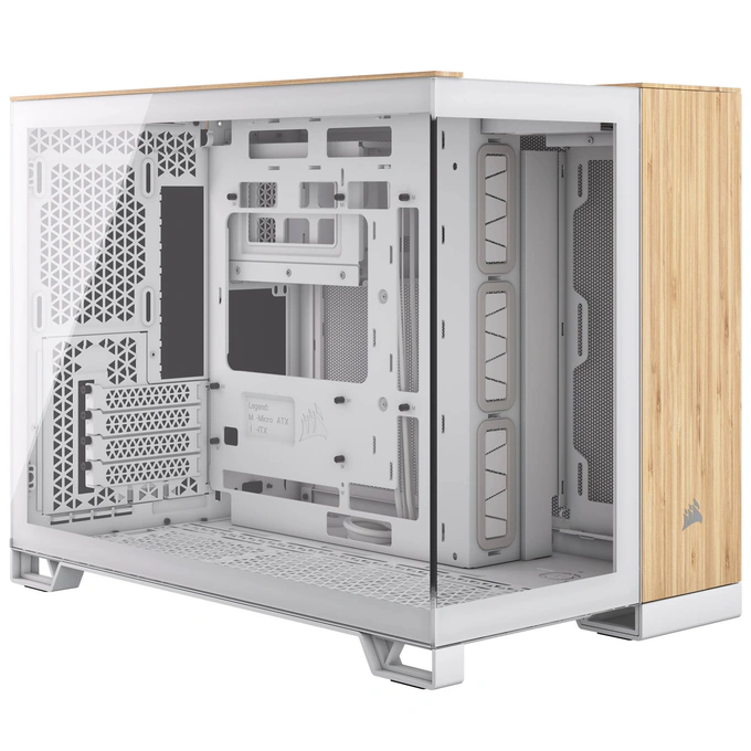Carcasă CORSAIR 2500X, Micro-ATX, Dual Chamber, Tempered Glass, Bamboo White - Imagine 1