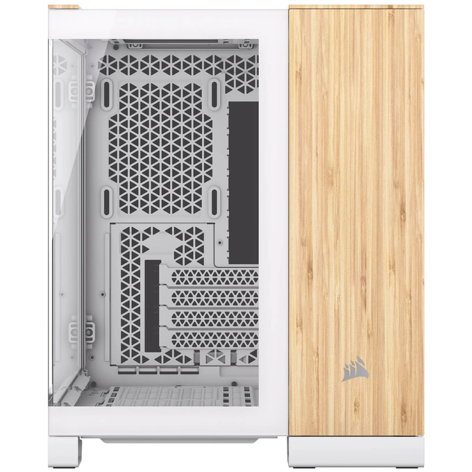 Carcasă CORSAIR 2500X, Micro-ATX, Dual Chamber, Tempered Glass, Bamboo White - Imagine 3