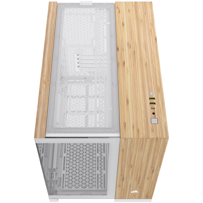 Carcasă CORSAIR 2500X, Micro-ATX, Dual Chamber, Tempered Glass, Bamboo White - Imagine 5