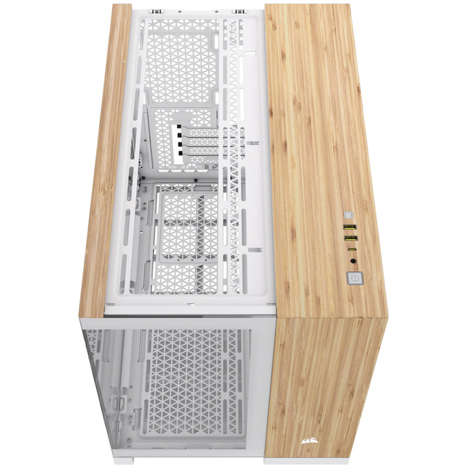 Carcasă CORSAIR 2500X, Micro-ATX, Dual Chamber, Tempered Glass, Bamboo White - Imagine 6