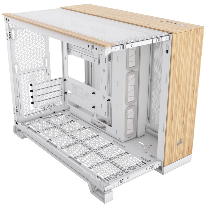 Carcasă CORSAIR 2500X, Micro-ATX, Dual Chamber, Tempered Glass, Bamboo White - Imagine 7