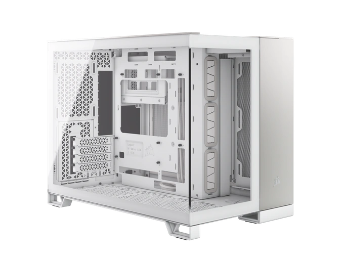 Carcasă CORSAIR 2500X, Micro-ATX, Dual Chamber, Tempered Glass, White/Satin Gray - Imagine 3