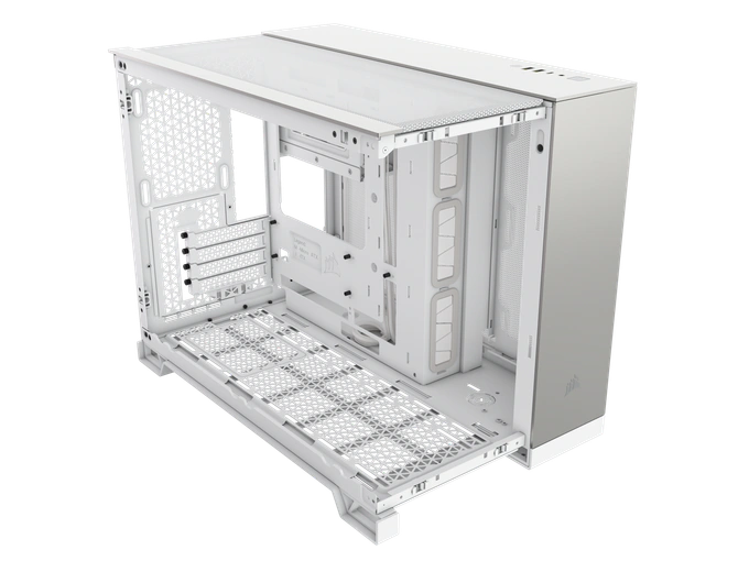 Carcasă CORSAIR 2500X, Micro-ATX, Dual Chamber, Tempered Glass, White/Satin Gray - Imagine 4