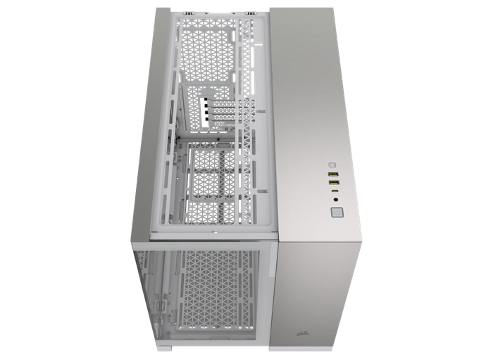 Carcasă CORSAIR 2500X, Micro-ATX, Dual Chamber, Tempered Glass, White/Satin Gray - Imagine 5
