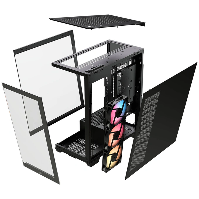 Carcasă CORSAIR 3500X RS-R ARGB, Mid-Tower, E-ATX, RGB, Tempered Glass, Black - Imagine 11