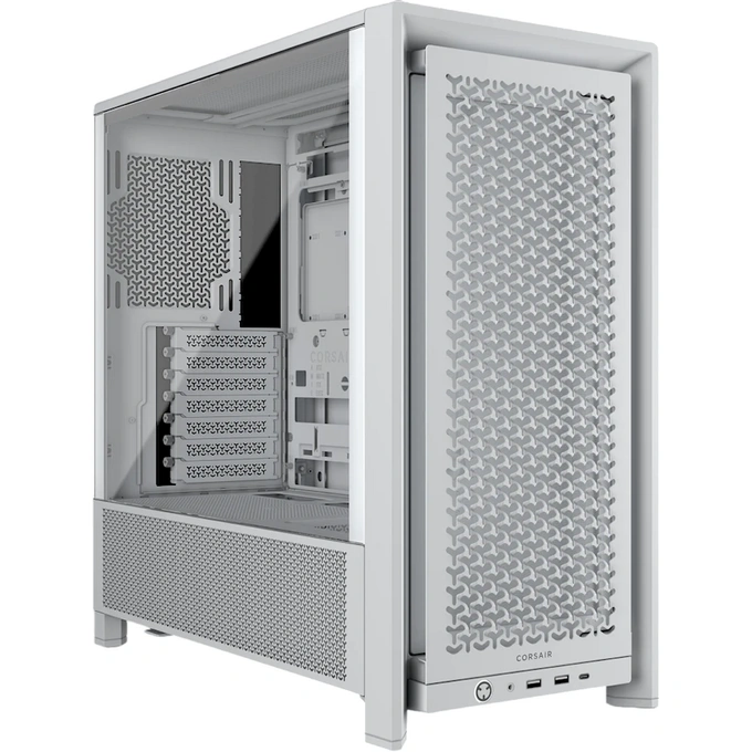 Carcasa CORSAIR 4000D FRAME, Mid-Tower, E-ATX/ATX/Micro-ATX/Mini-ITX, Tempered Glass, 2x 120mm AirGuide Fans, White - Imagine 1