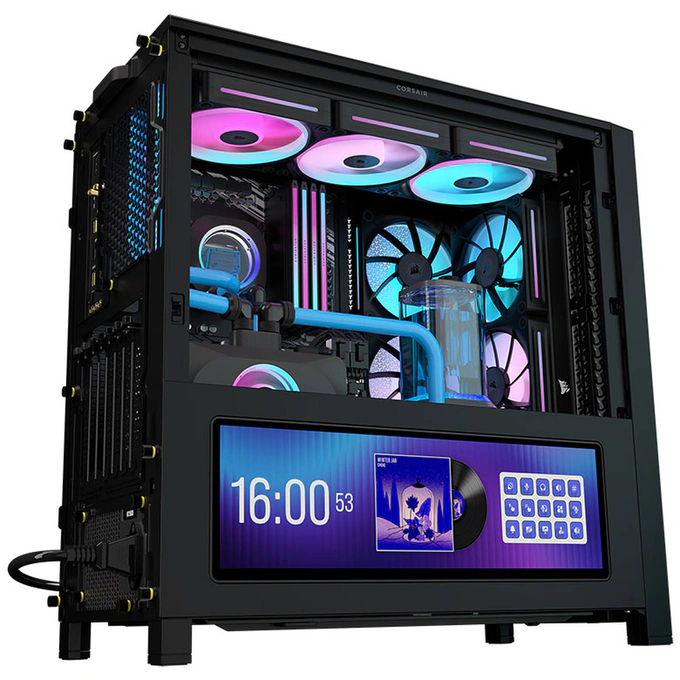 Carcasa CORSAIR 4000D RGB AIRFLOW LCD, Mid-Tower, ATX/Micro-ATX/Mini-ITX, Tempered Glass, 3x RS120 ARGB PWM Fans, Black - Imagine 3