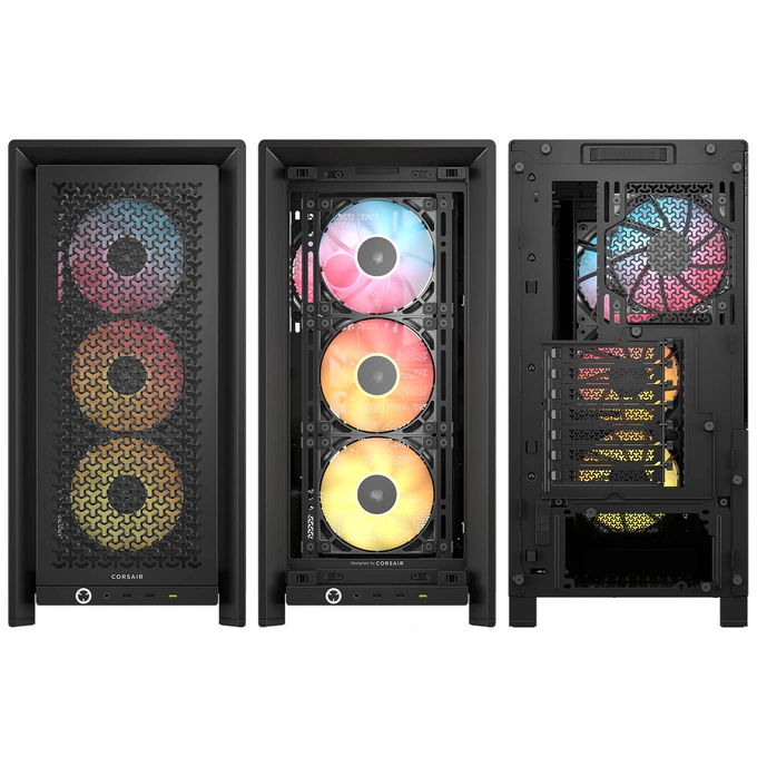 Carcasa CORSAIR 4000D RGB AIRFLOW LCD, Mid-Tower, ATX/Micro-ATX/Mini-ITX, Tempered Glass, 3x RS120 ARGB PWM Fans, Black - Imagine 8