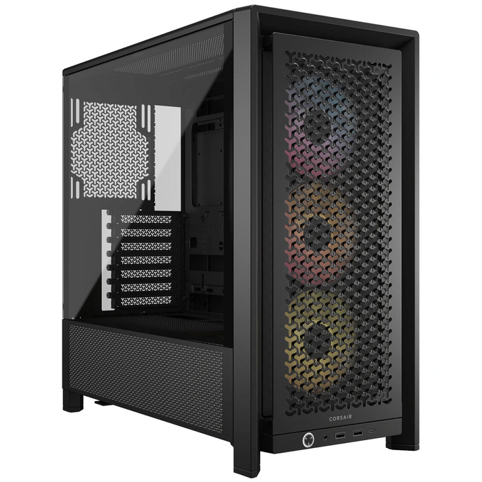 Carcasă CORSAIR 4000D RS ARGB, Mid Tower, E-ATX, RGB, Tempered Glass, Black - Imagine 1