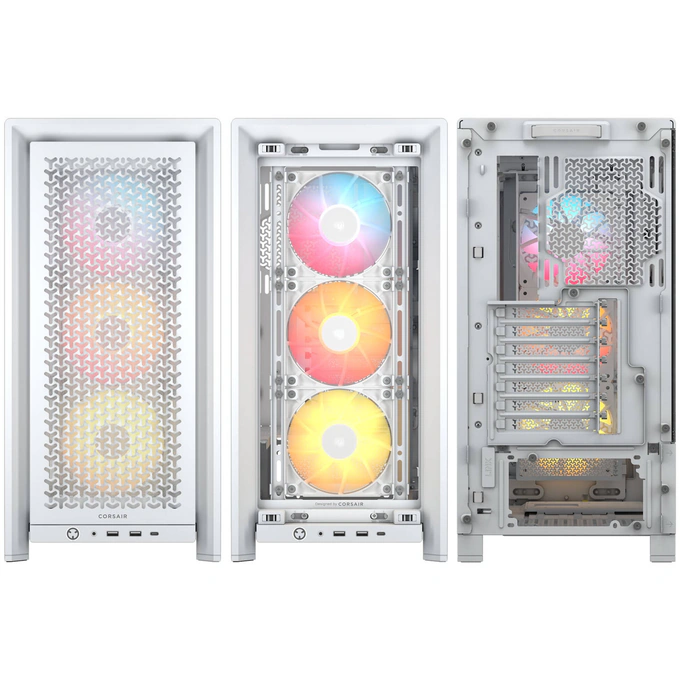 Carcasă CORSAIR 4000D RS ARGB, Mid Tower, E-ATX, RGB, Tempered Glass, White - Imagine 6