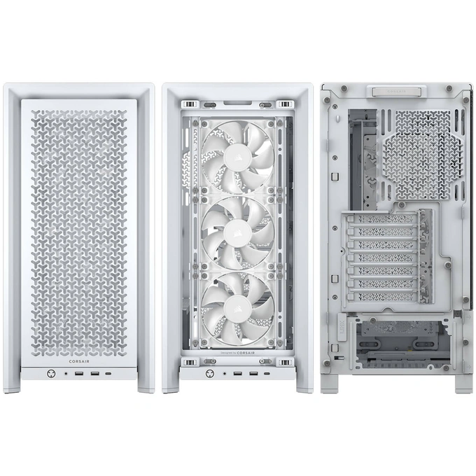 Carcasă CORSAIR 4000D RS TG, Mid Tower, E-ATX, Tempered Glass, White - Imagine 7