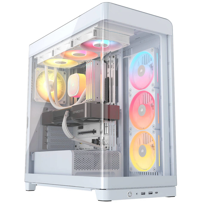 Carcasa CORSAIR 4500X RGB, Mid-Tower, E-ATX/ATX/Micro-ATX, Tempered Glass, 3x LX120 RGB Fans, White - Imagine 2