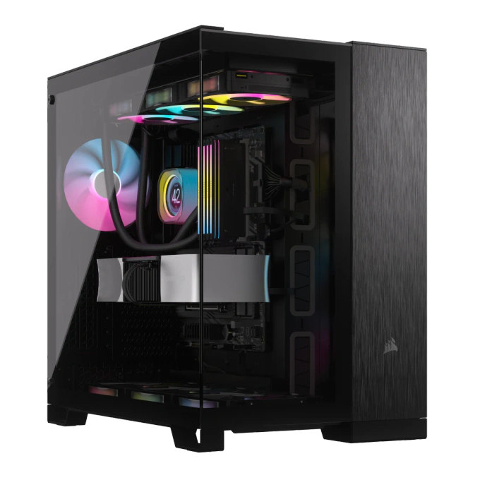 Carcasă CORSAIR 6500X, Mid-Tower, E-ATX, Dual-Chamber, Black/Obsidian Aluminum - Imagine 1
