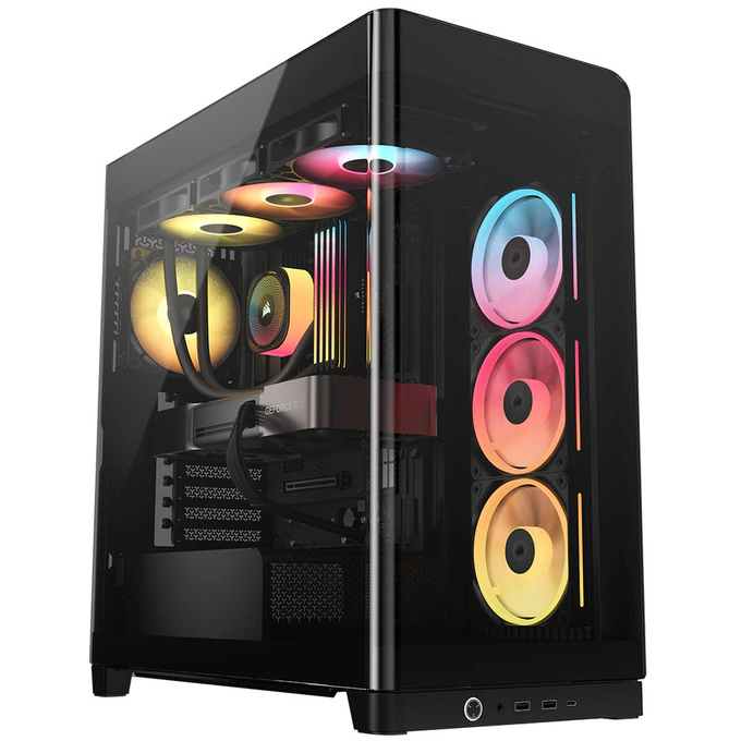 CORSAIR Carcasă CORSAIR iCUE LINK 4500X LX-R RGB, Mid-Tower, E-ATX, Tempered Glass, Black - IT-Fashion.ro