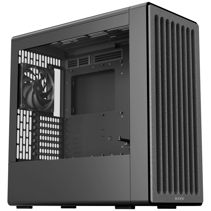 Carcasa HAVN BF 360 Flow HVN-CA-BF360-04, E-ATX, Mid Tower, Tempered Glass, Black - Imagine 1