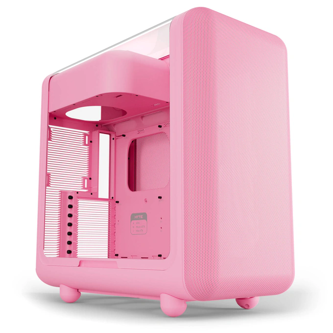 Carcasa HYTE X50, Mid-Tower, ATX/Micro-ATX/Mini-ITX, Tempered Glass, Panoramic View Design, Strawberry Milk - Imagine 1