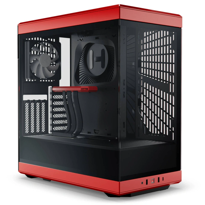 Carcasa HYTE Y40, Mid-Tower, ATX/Micro-ATX/Mini-ITX, Tempered Glass, Panoramic View Design, Black/Red - Imagine 1