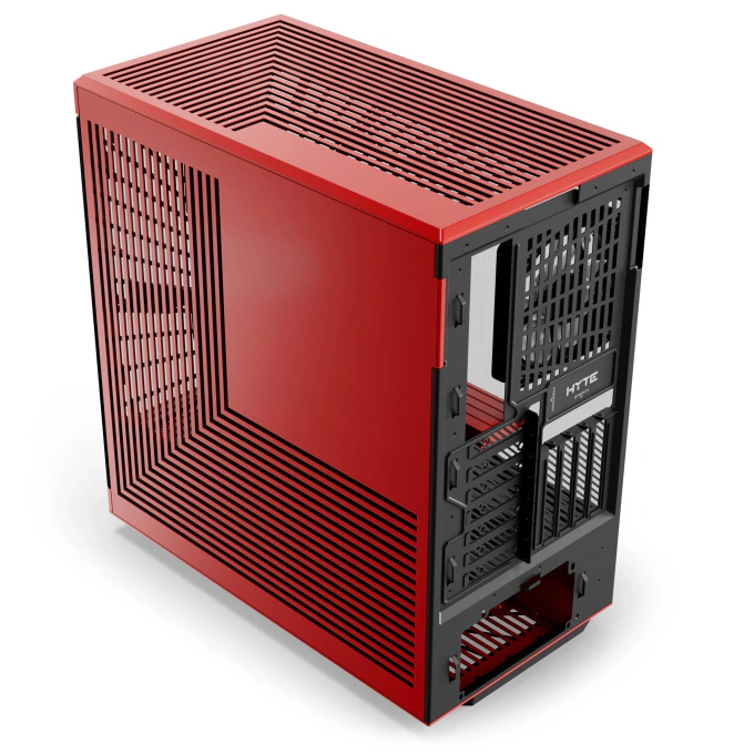 Carcasa HYTE Y40, Mid-Tower, ATX/Micro-ATX/Mini-ITX, Tempered Glass, Panoramic View Design, Black/Red - Imagine 3