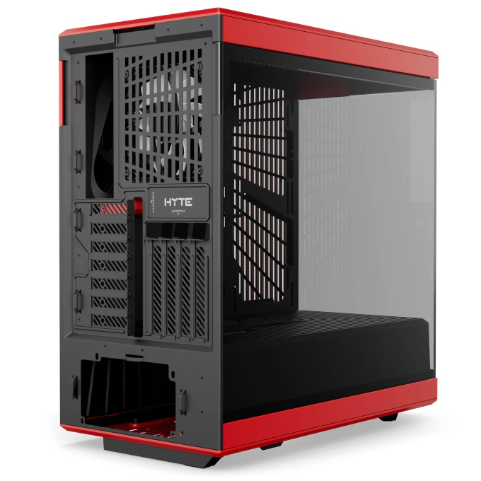 Carcasa HYTE Y40, Mid-Tower, ATX/Micro-ATX/Mini-ITX, Tempered Glass, Panoramic View Design, Black/Red - Imagine 4