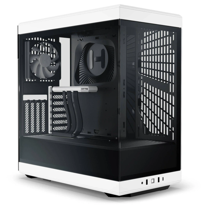Carcasa HYTE Y40, Mid-Tower, ATX/Micro-ATX/Mini-ITX, Tempered Glass, Panoramic View Design, Black/White - Imagine 1