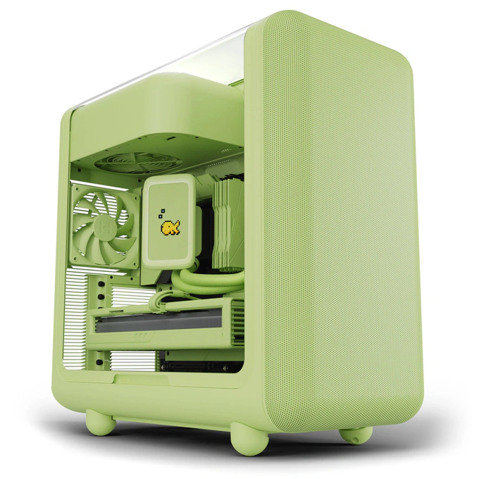 Carcasa HYTE Y50 Gravity, Mid-Tower, ATX/Micro-ATX/Mini-ITX, Tempered Glass, Dual-Chamber Design, Matcha Milk - Imagine 2