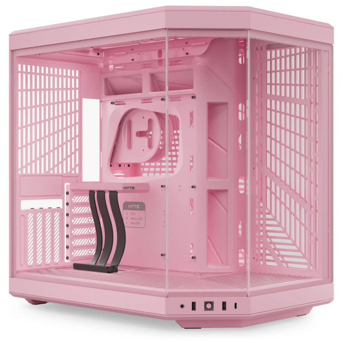 Carcasa HYTE Y70, Mid-Tower, ATX/Micro-ATX/Mini-ITX, Tempered Glass, Panoramic View Design, Strawberry Milk - Imagine 1