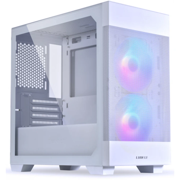 Carcasă Lian Li LANCOOL 205M Mesh, Micro-ATX/Mini-ITX, ARGB Airflow, Tempered Glass, White - Imagine 1